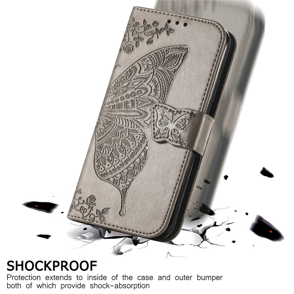 Præg Stor Sommerfugle Læder Pung Telefoncover til Samsung Galaxy A32 5G