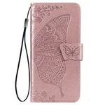 Imprint Big Butterfly Leather Wallet Phone Shell for Samsung Galaxy A52 4G/5G / A52s 5G