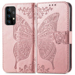 Imprint Big Butterfly Leather Wallet Phone Shell for Samsung Galaxy A52 4G/5G / A52s 5G