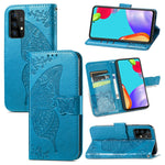 Imprint Big Butterfly Leather Wallet Phone Shell for Samsung Galaxy A52 4G/5G / A52s 5G