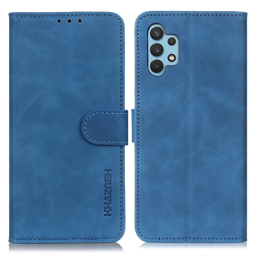 KHAZNEH Wallet Design Phone Case for Samsung Galaxy A32 4G, Retro Style PU Leather Shockproof Flip Cover with Stand