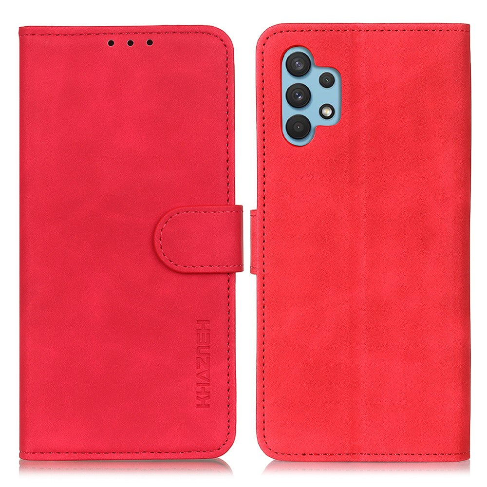 KHAZNEH Wallet Design Phone Case for Samsung Galaxy A32 4G, Retro Style PU Leather Shockproof Flip Cover with Stand
