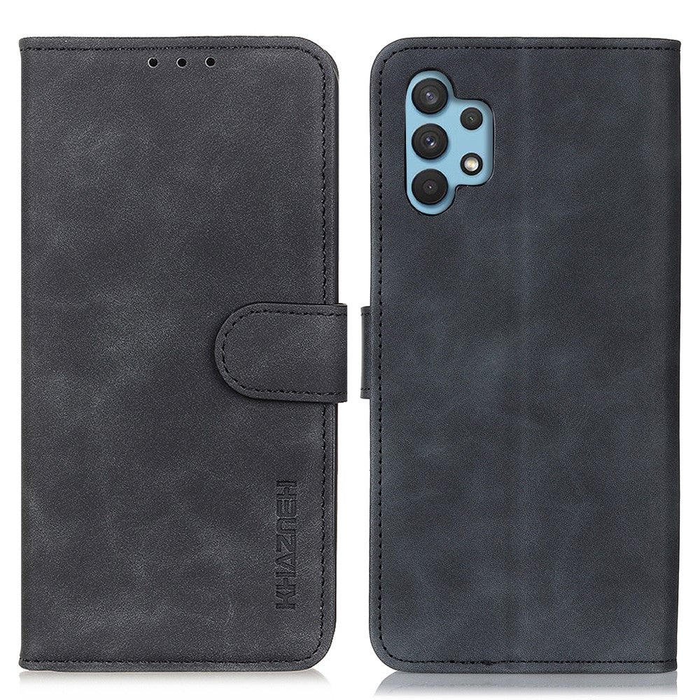 KHAZNEH Wallet Design Phone Case for Samsung Galaxy A32 4G, Retro Style PU Leather Shockproof Flip Cover with Stand