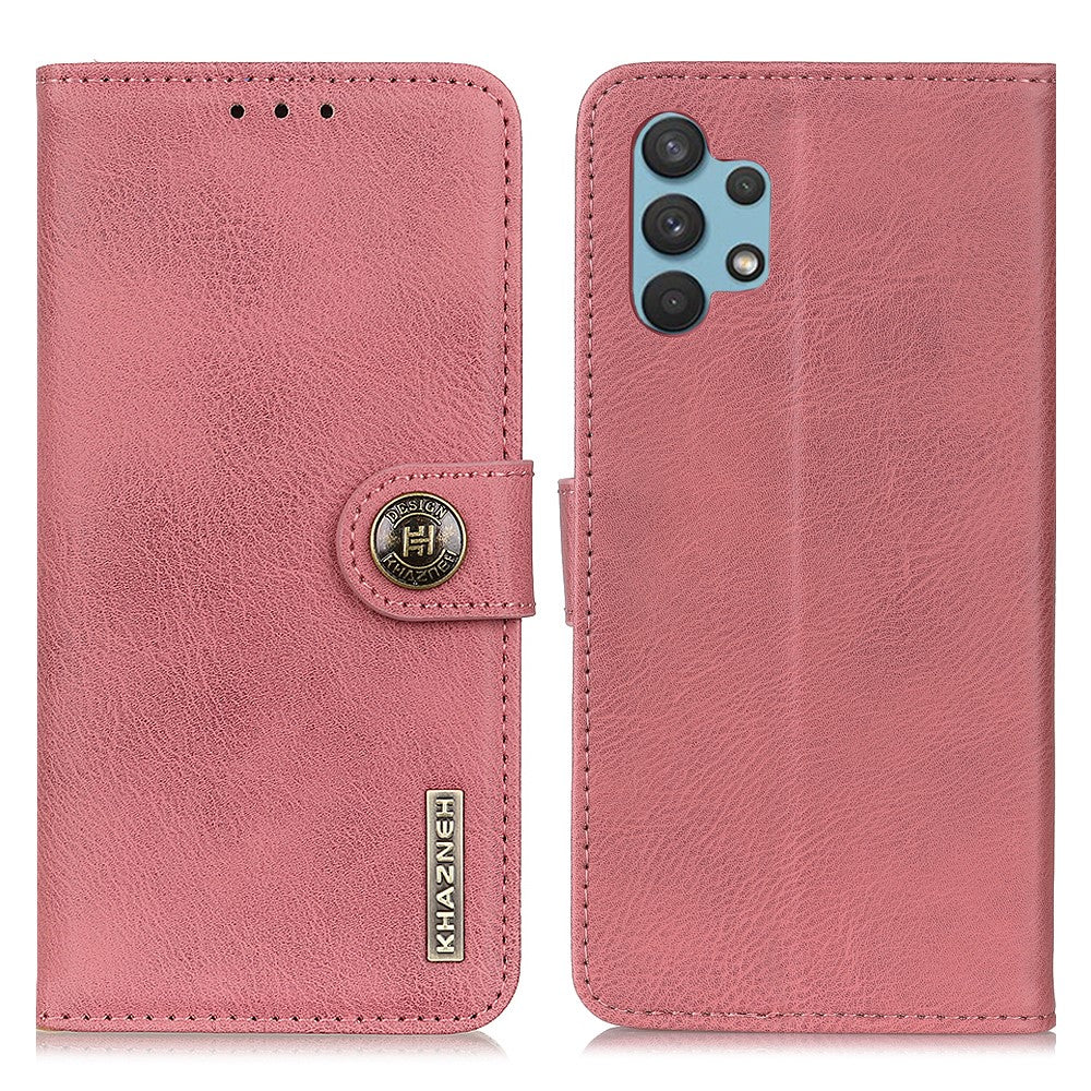 KHAZNEH Retro Style Leather Protector Case Wallet Stand Cover for Samsung Galaxy A32 4G