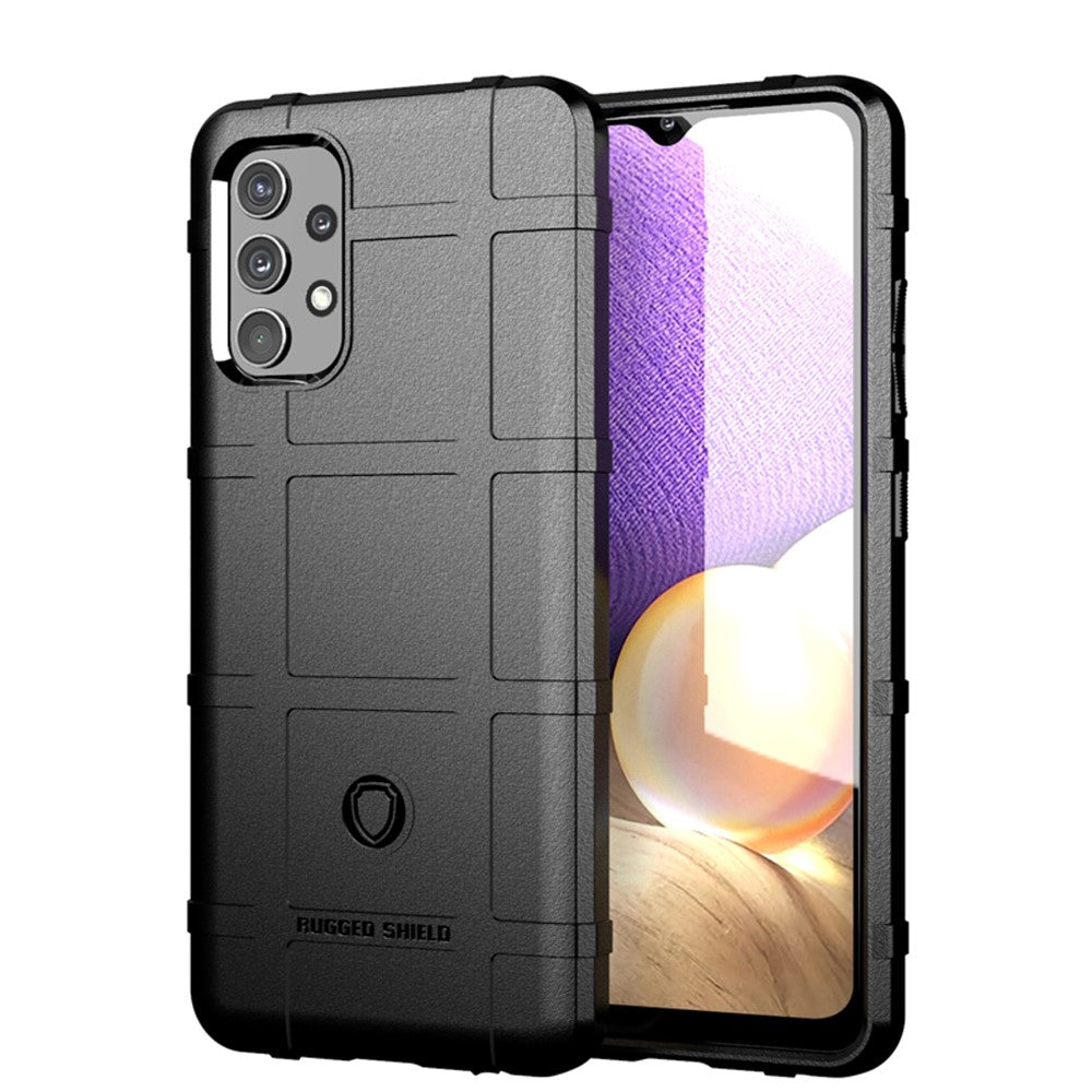 For Samsung Galaxy A32 4G (EU Version) Shockproof Rugged Square Grid Skin TPU Back Shell