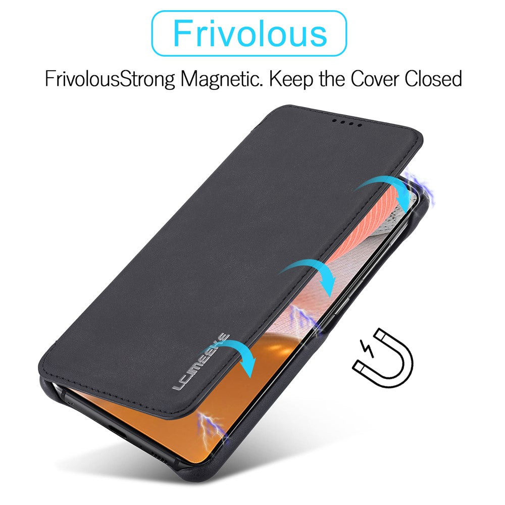 LC.IMEEKE Retro Style Protector Stand Læder Cover med Kortholder til Samsung Galaxy A52 4G/5G / A52s 5G