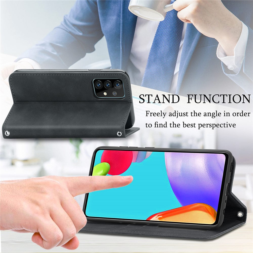 Auto-absorbed Vintage PU Leather Phone Casing for Samsung Galaxy A52 4G/5G / A52s 5G