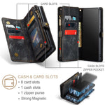 CASEME Multifunktionel pung 2-i-1 TPU + PU læder telefoncover med stativ til Samsung Galaxy A72 4G / 5G