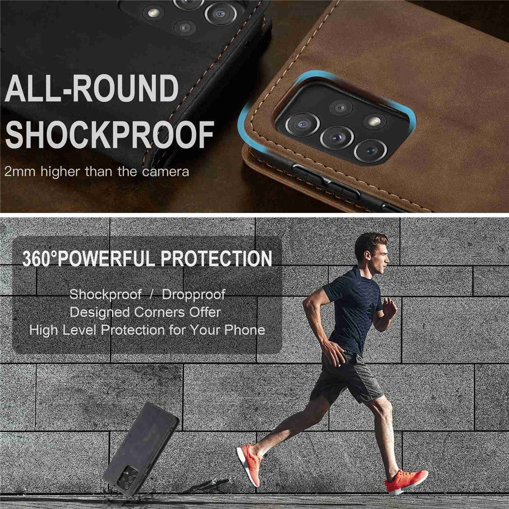 CASEME 013 Series Automatic Suction Leather Wallet Case for Samsung Galaxy A72 4G/5G