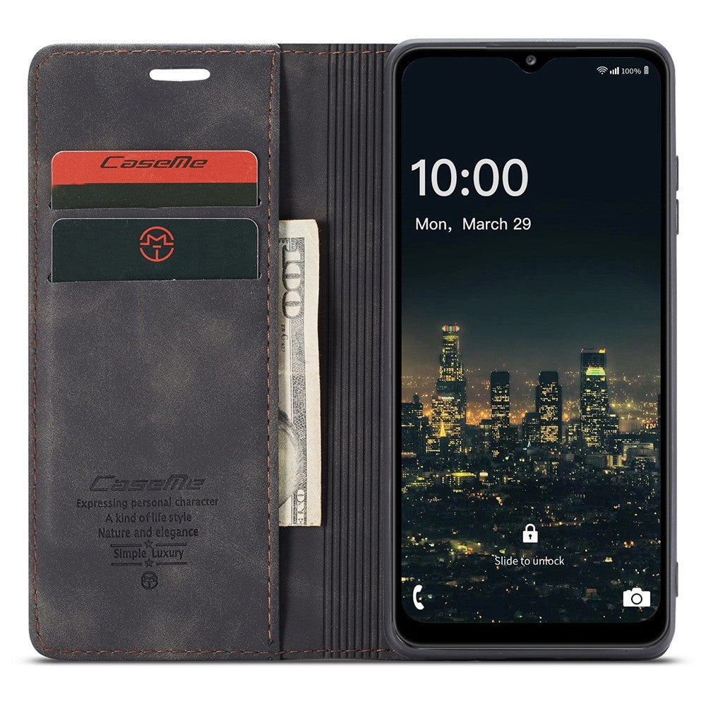 CASEME 013 Series Simple Design Automatic Suction Leather Wallet Case for Samsung Galaxy A32 5G/M32 5G