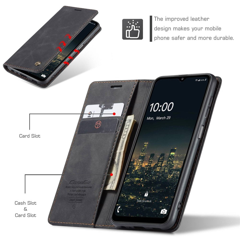 CASEME 013 Series Simple Design Automatic Suction Leather Wallet Case for Samsung Galaxy A32 5G/M32 5G