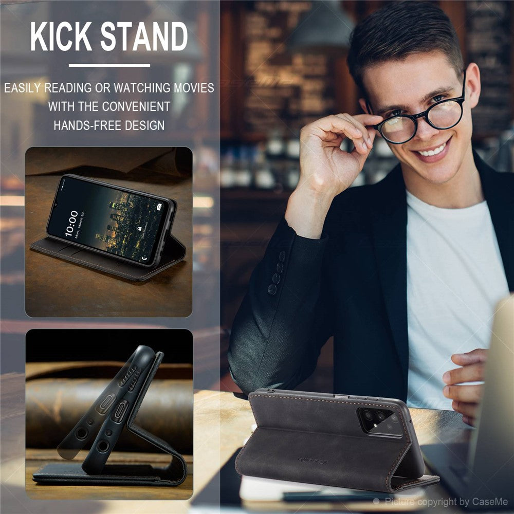 CASEME 013 Series Simple Design Automatic Suction Leather Wallet Case for Samsung Galaxy A32 5G/M32 5G