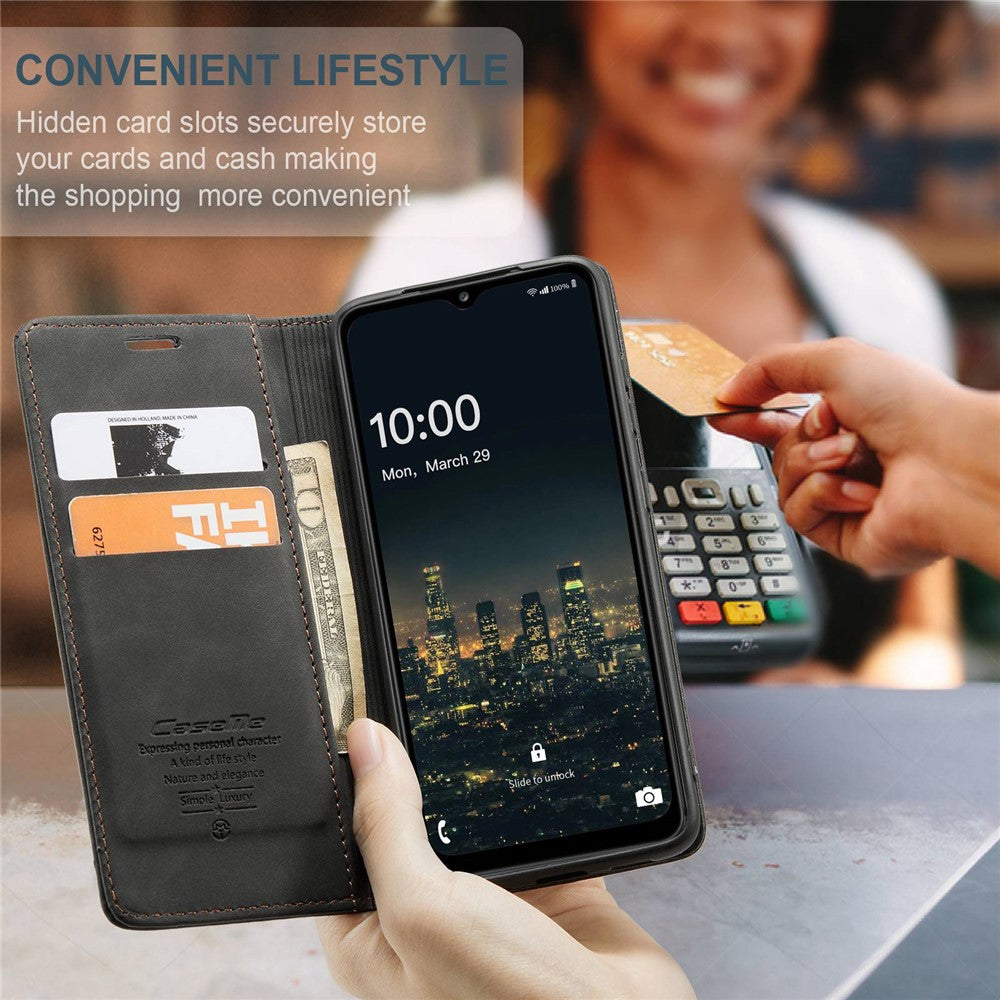CASEME 013 Series Simple Design Automatic Suction Leather Wallet Case for Samsung Galaxy A32 5G/M32 5G