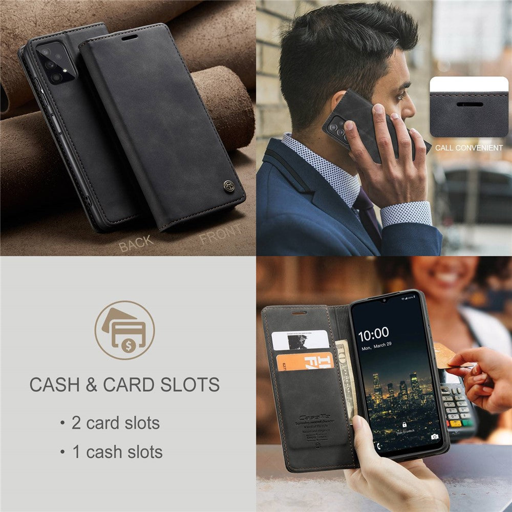CASEME 013 Series Simple Design Automatic Suction Leather Wallet Case for Samsung Galaxy A32 5G/M32 5G