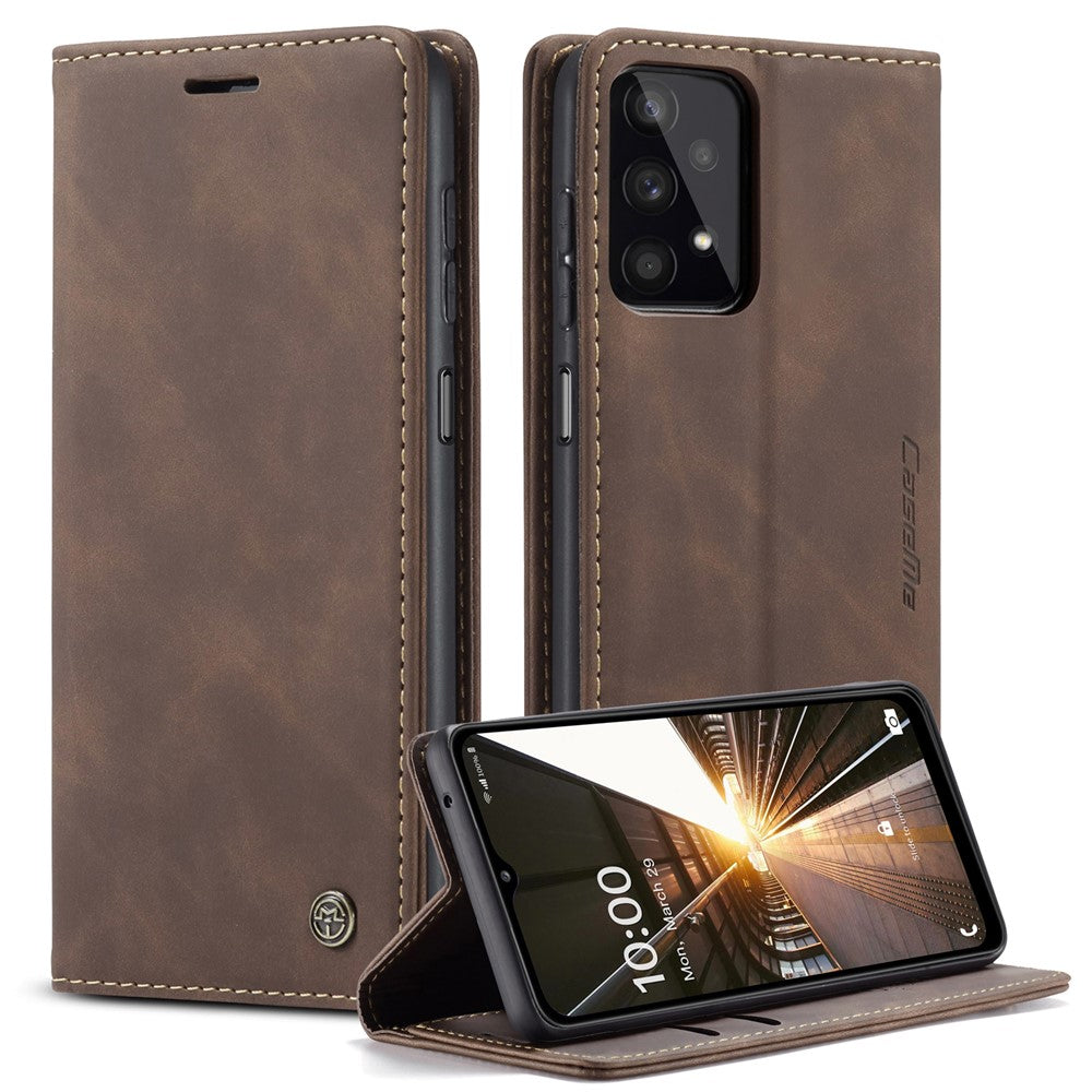 CASEME 013 Series Simple Design Automatic Suction Leather Wallet Case for Samsung Galaxy A32 5G/M32 5G
