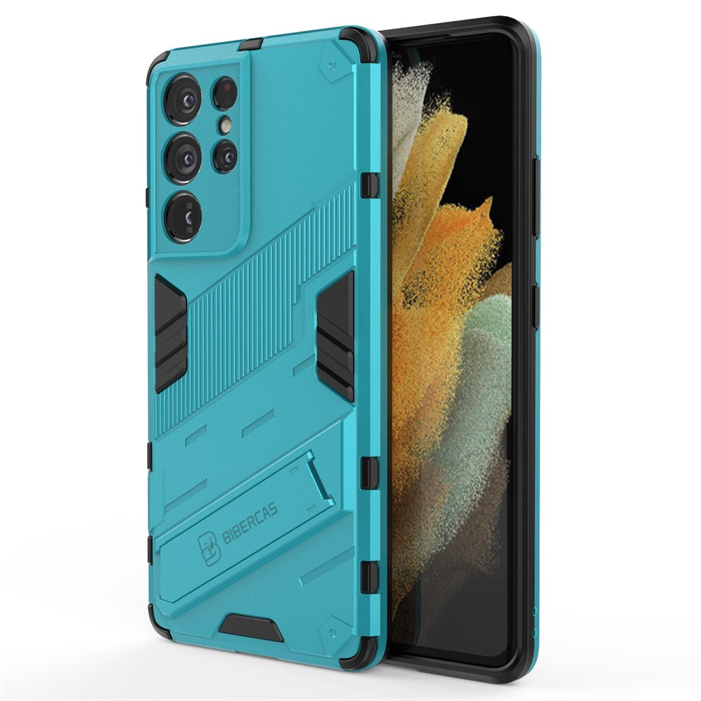 PC + TPU Hybrid Phone Case Protective Back Cover with Kickstand for Samsung Galaxy S21 Ultra 5G