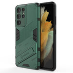 PC + TPU Hybrid Phone Case Protective Back Cover with Kickstand for Samsung Galaxy S21 Ultra 5G