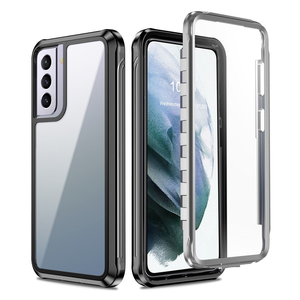 Fuld kropsbeskyttelse Hårdt pc-cover med indbygget PET-skærmbeskytter til Samsung Galaxy S21 4G/5G