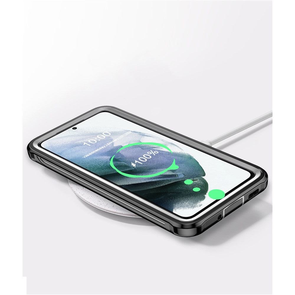 Fuld kropsbeskyttelse Hårdt pc-cover med indbygget PET-skærmbeskytter til Samsung Galaxy S21 4G/5G