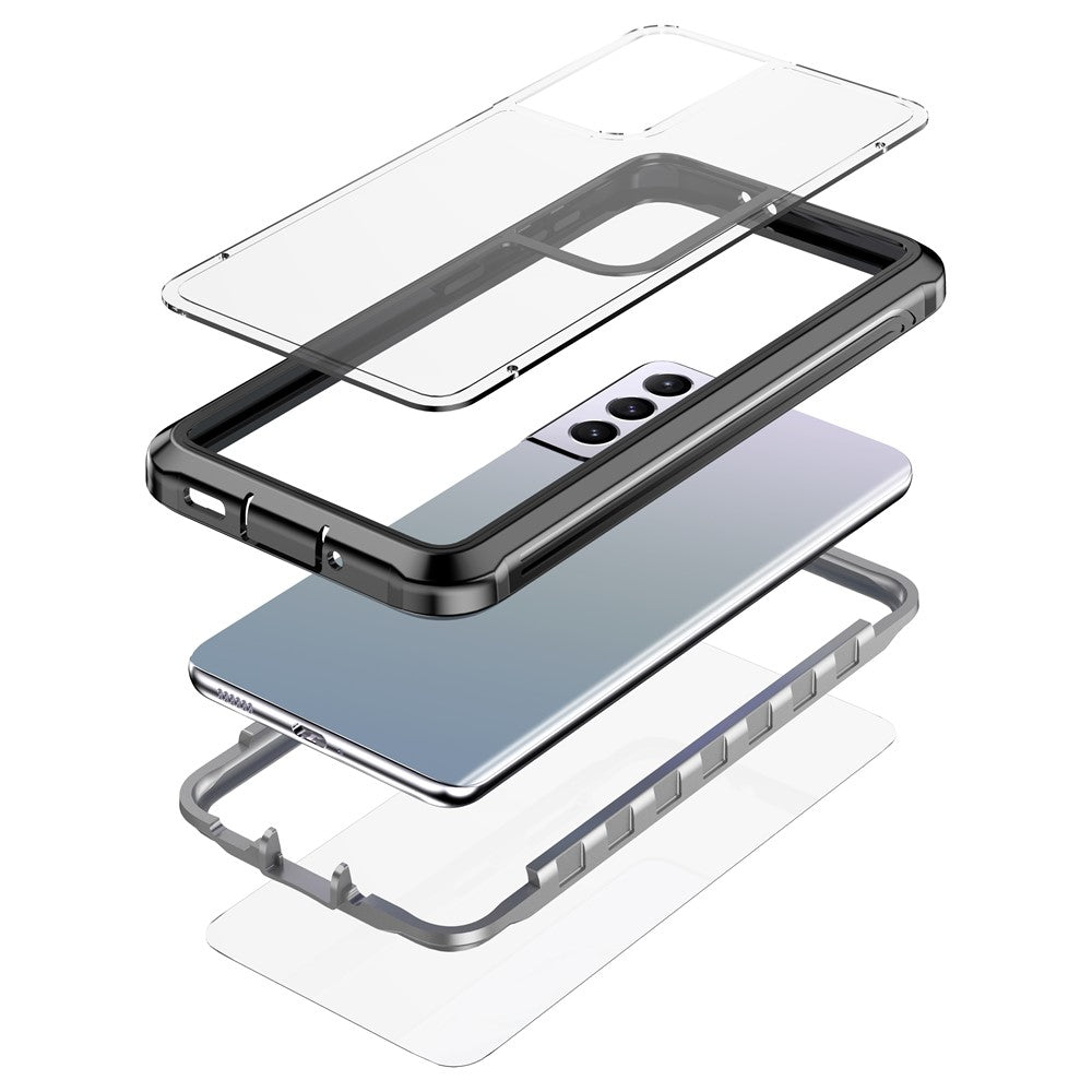 Fuld kropsbeskyttelse Hårdt pc-cover med indbygget PET-skærmbeskytter til Samsung Galaxy S21 4G/5G