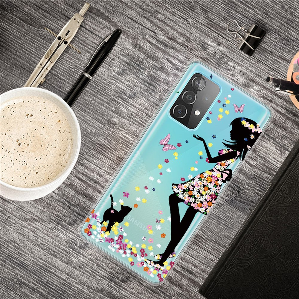 Mönstertryck Mjukt TPU-mobilskal för Samsung Galaxy A32 4G (EU-version)