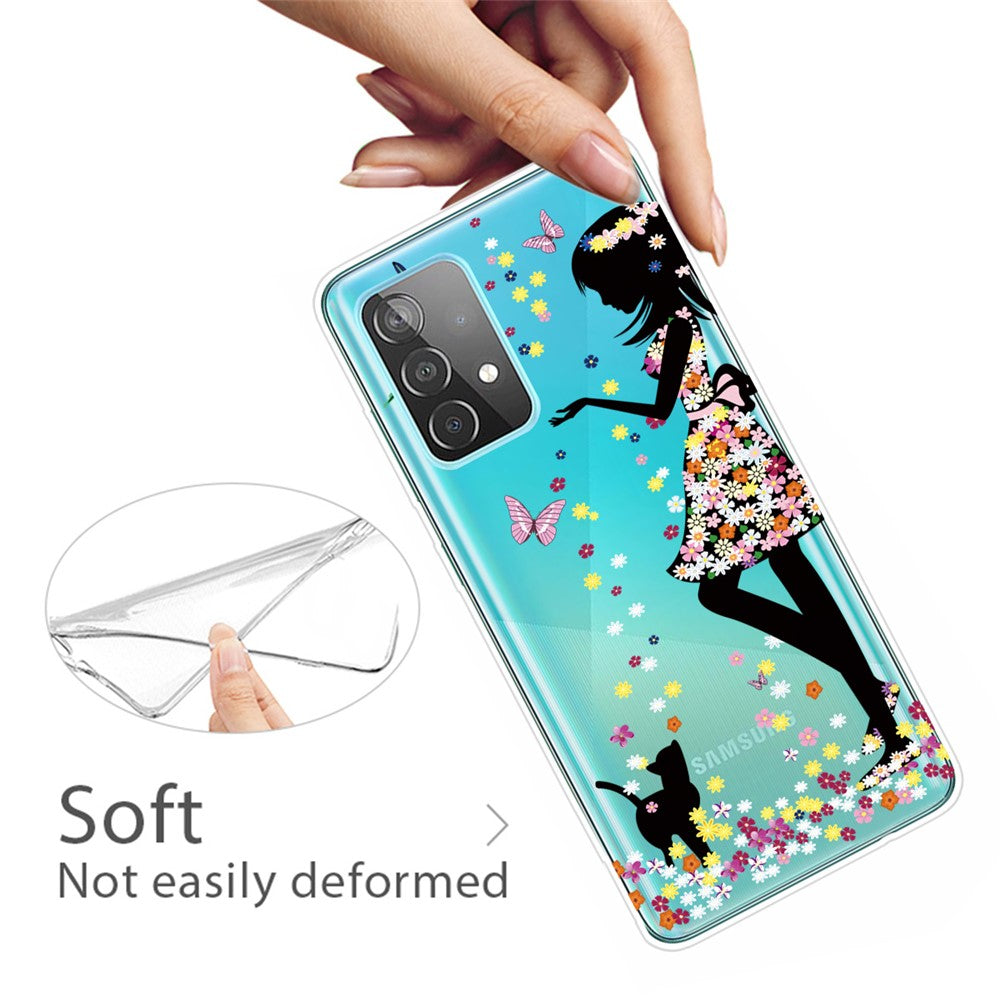 Mönstertryck Mjukt TPU-mobilskal för Samsung Galaxy A32 4G (EU-version)