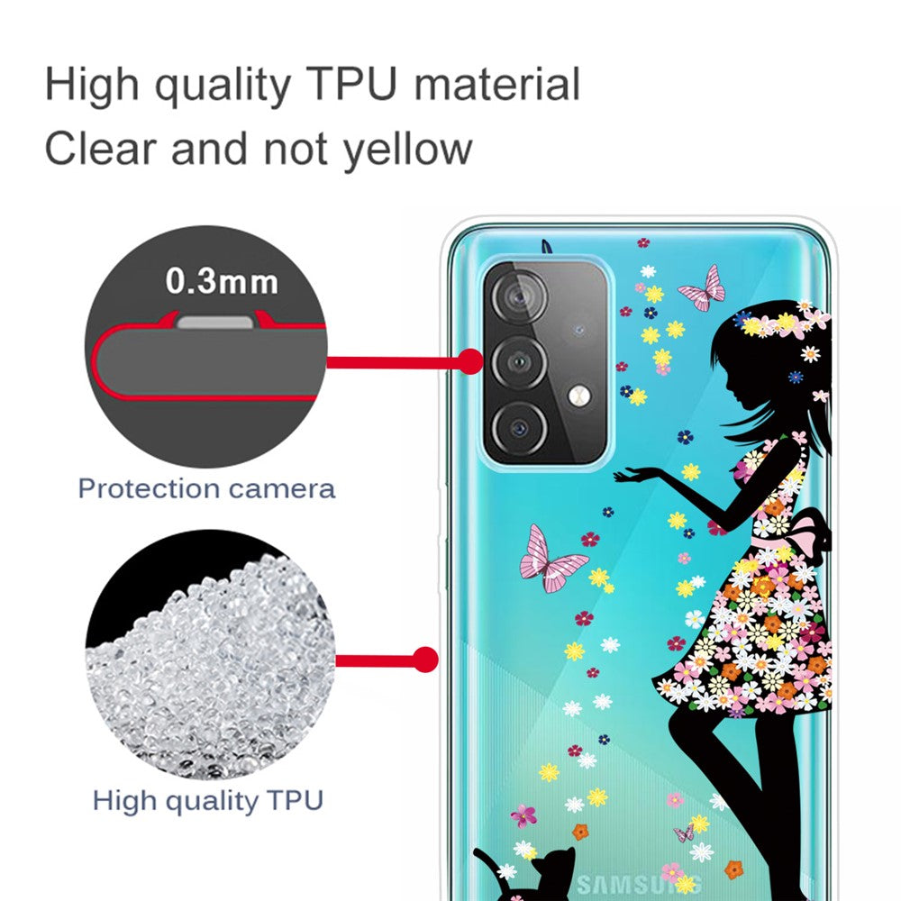 Mönstertryck Mjukt TPU-mobilskal för Samsung Galaxy A32 4G (EU-version)