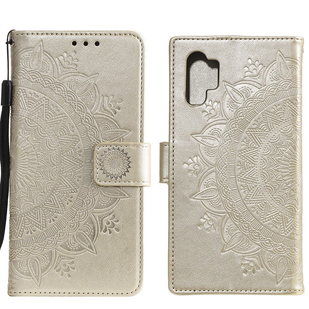 Imprinted Mandala Flower Wallet Leather Case with Strap for Samsung Galaxy A32 4G (EU Version)