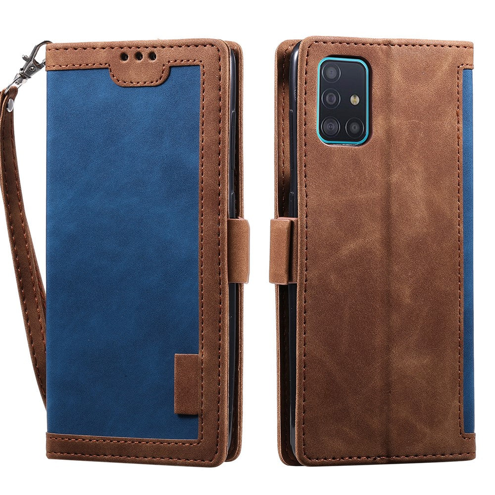 Vintage Splicing Style Pung Læder Flip Cover til Samsung Galaxy A02s (164.2mm) med Standfunktion
