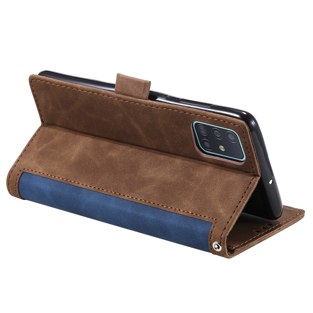 Vintage Splicing Style Pung Læder Flip Cover til Samsung Galaxy A02s (164.2mm) med Standfunktion
