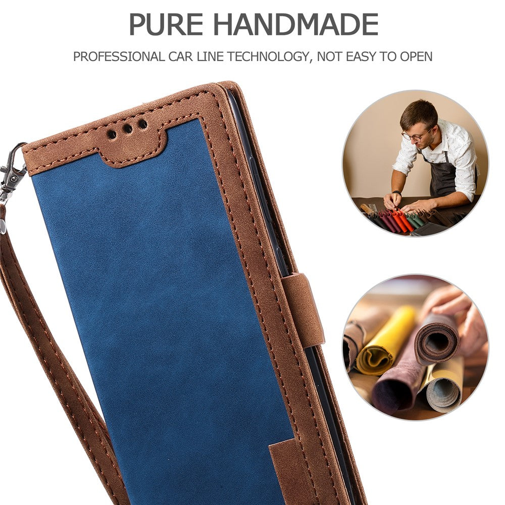 Vintage Splicing Style Pung Læder Flip Cover til Samsung Galaxy A02s (164.2mm) med Standfunktion