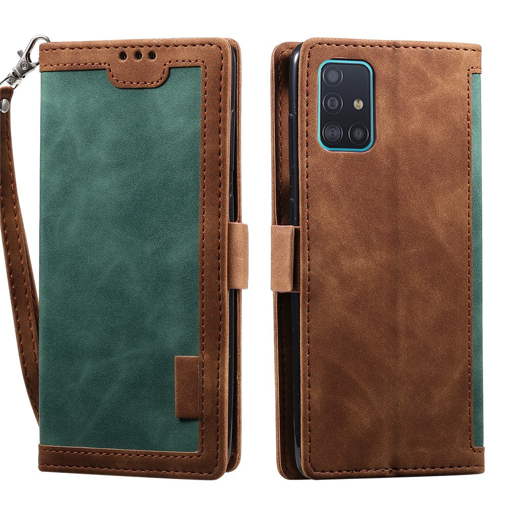 Vintage Splicing Style Pung Læder Flip Cover til Samsung Galaxy A02s (164.2mm) med Standfunktion