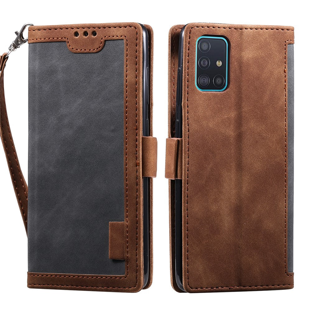 Vintage Splicing Style Pung Læder Flip Cover til Samsung Galaxy A02s (164.2mm) med Standfunktion