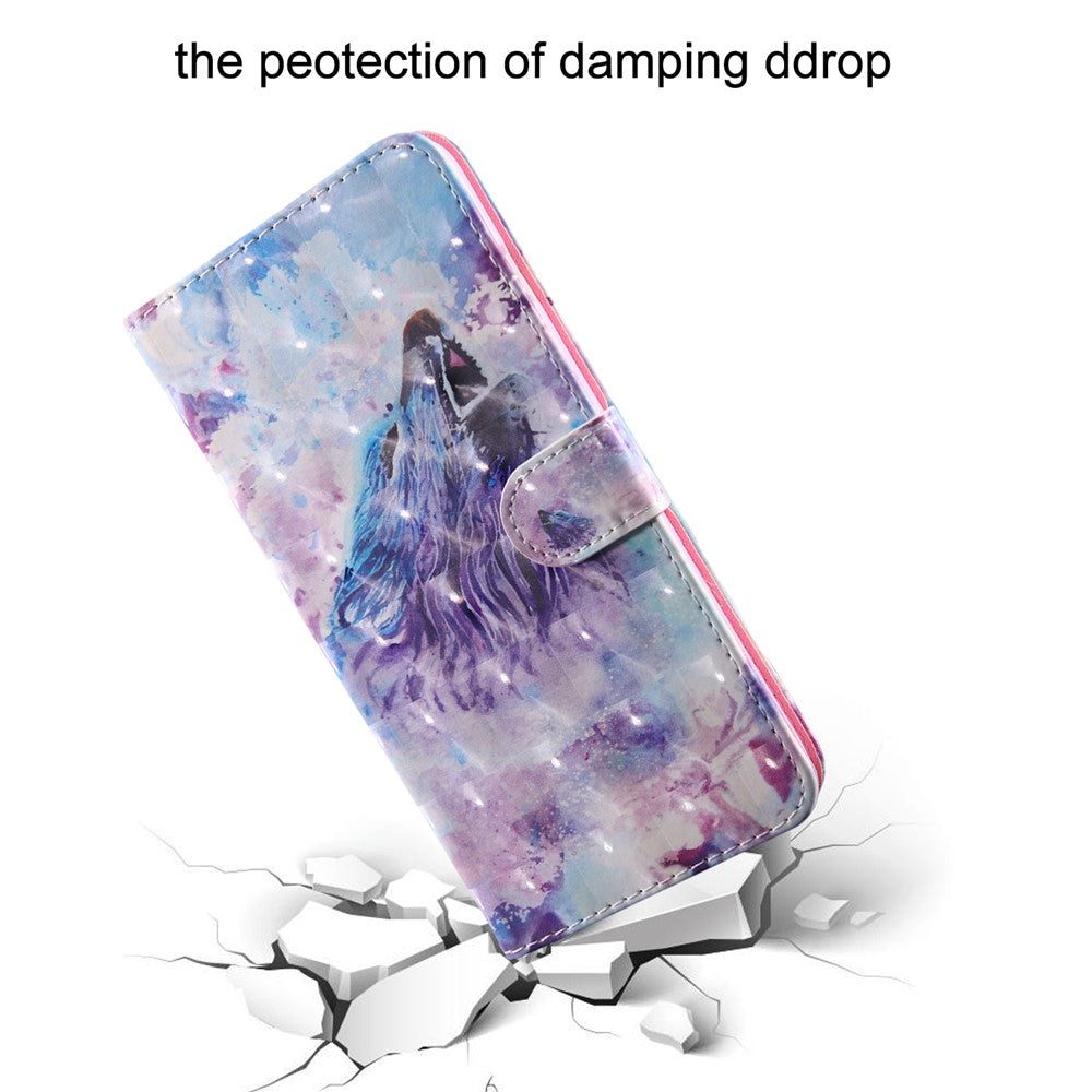PU-læderpungcover med 3D-mønstertryk og fuld beskyttelse til Samsung Galaxy A12