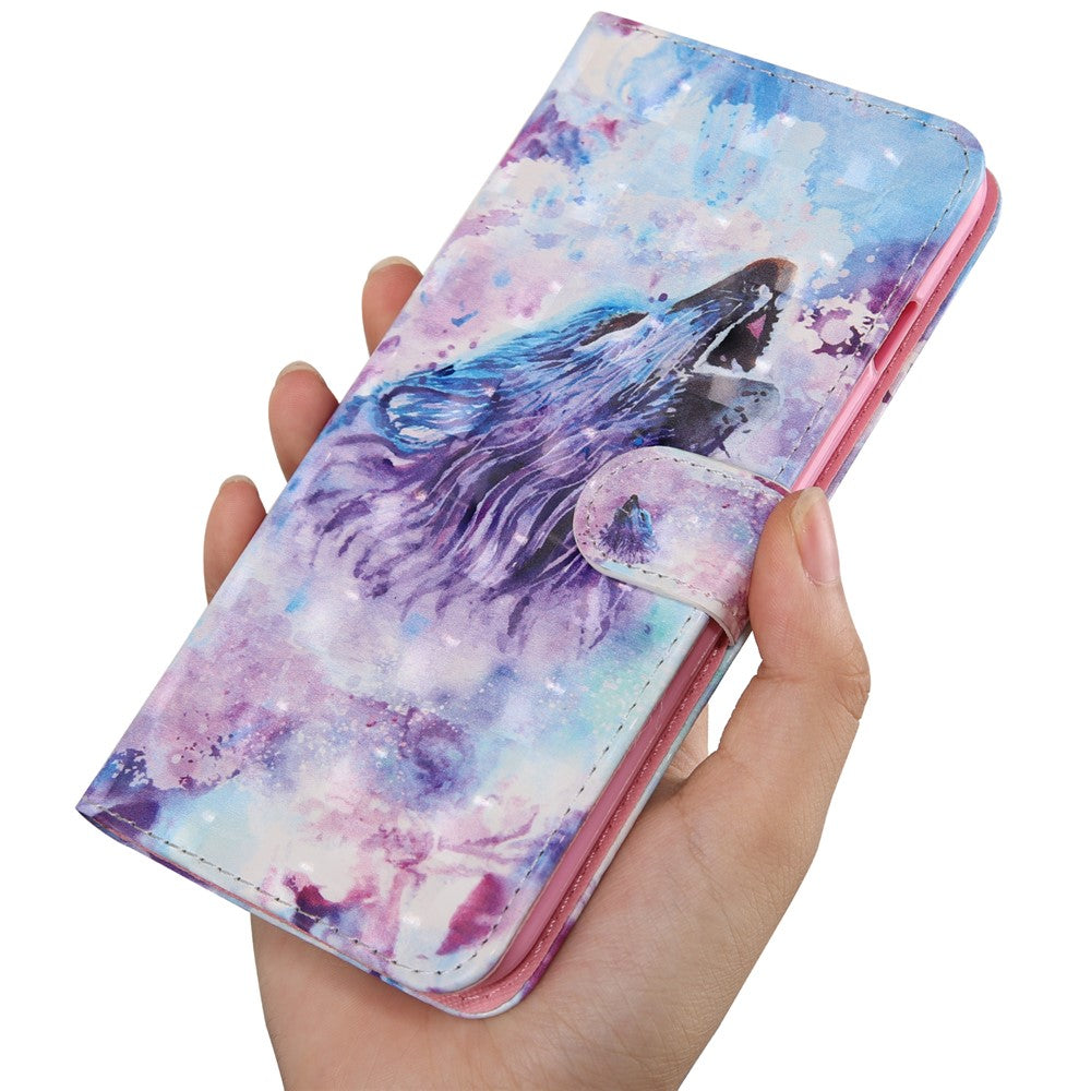 PU-læderpungcover med 3D-mønstertryk og fuld beskyttelse til Samsung Galaxy A12