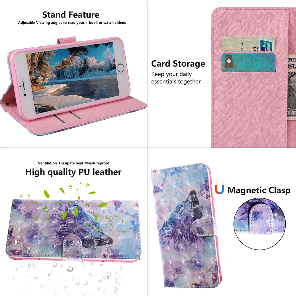 PU-læderpungcover med 3D-mønstertryk og fuld beskyttelse til Samsung Galaxy A12
