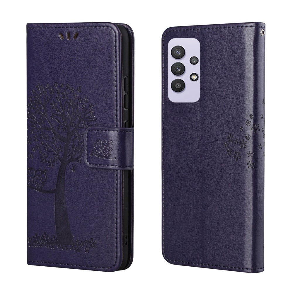 Owl Pattern Printing Design Leather Wallet Phone Cover for Samsung Galaxy A32 4G (EU Version)