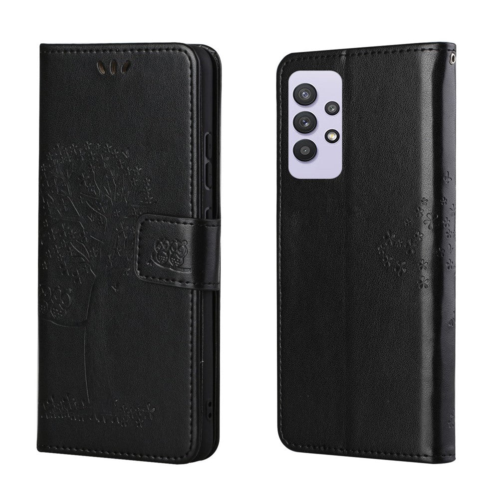 Owl Pattern Printing Design Leather Wallet Phone Cover for Samsung Galaxy A32 4G (EU Version)