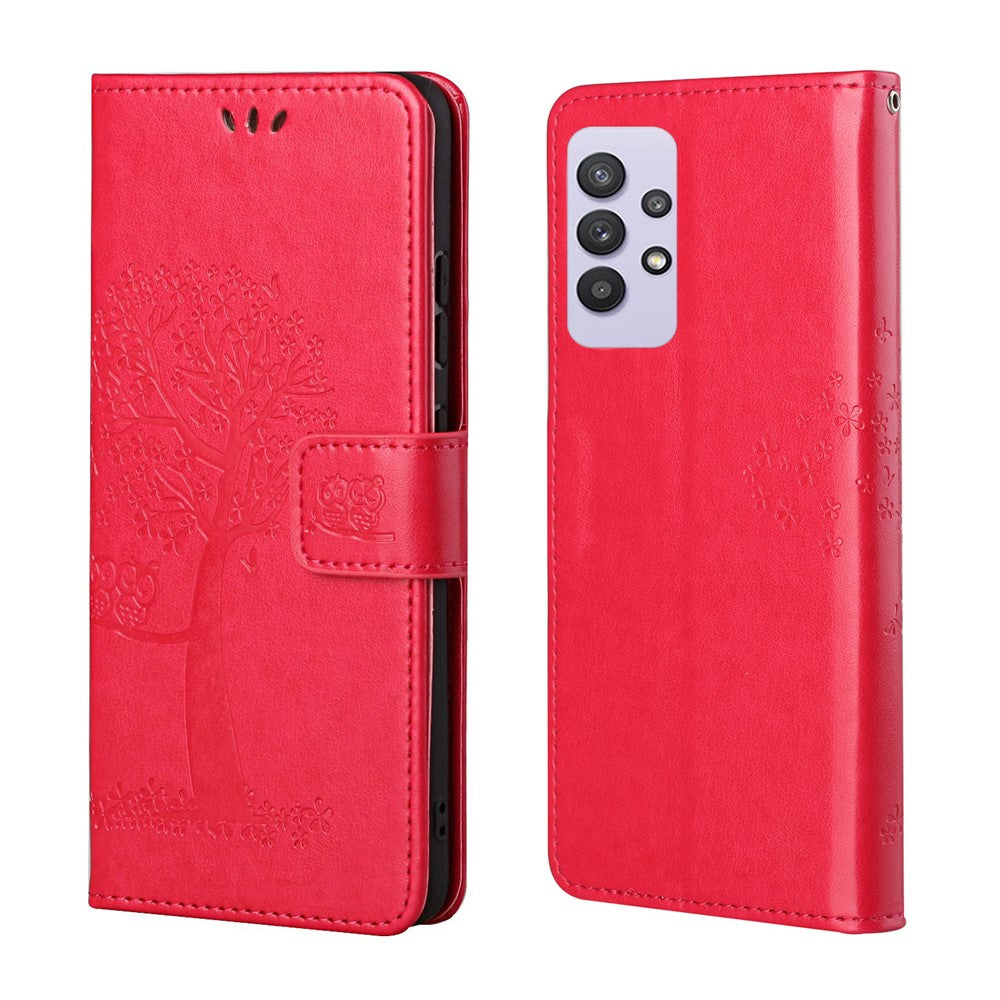 Owl Pattern Printing Design Leather Wallet Phone Cover for Samsung Galaxy A32 4G (EU Version)