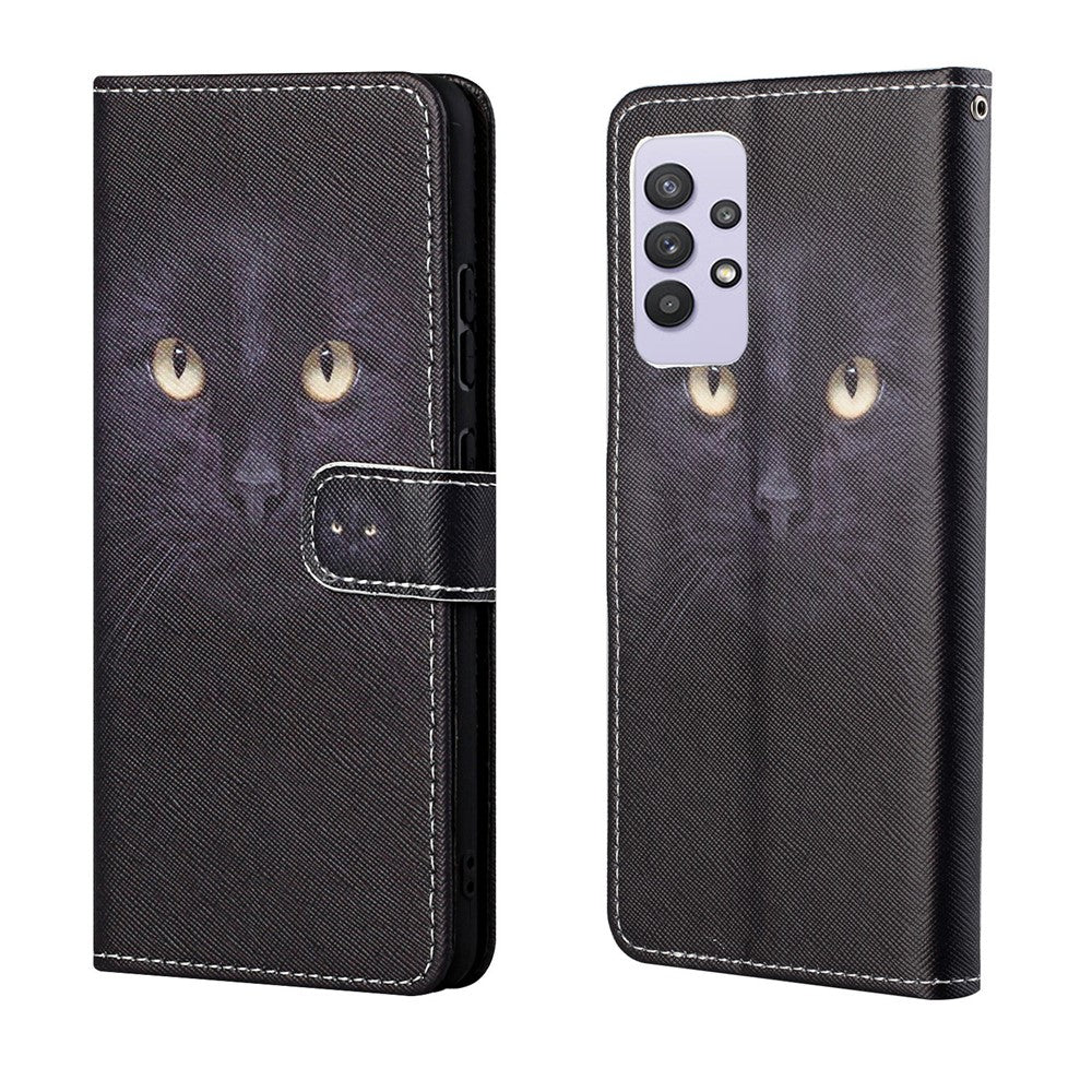 3D Pattern Printing Cross Texture Leather Wallet Stand Case Shell for Samsung Galaxy A32 4G (EU Version)