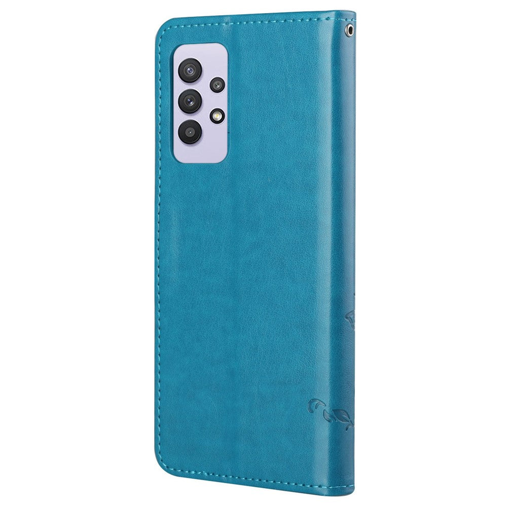 Imprint Butterfly Flower Leather Wallet Stand Phone Cover for Samsung Galaxy A32 4G