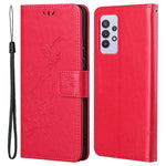 Imprint Butterfly Flower Leather Wallet Stand Phone Cover for Samsung Galaxy A32 4G