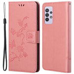 Imprint Butterfly Flower Leather Wallet Stand Phone Cover for Samsung Galaxy A32 4G