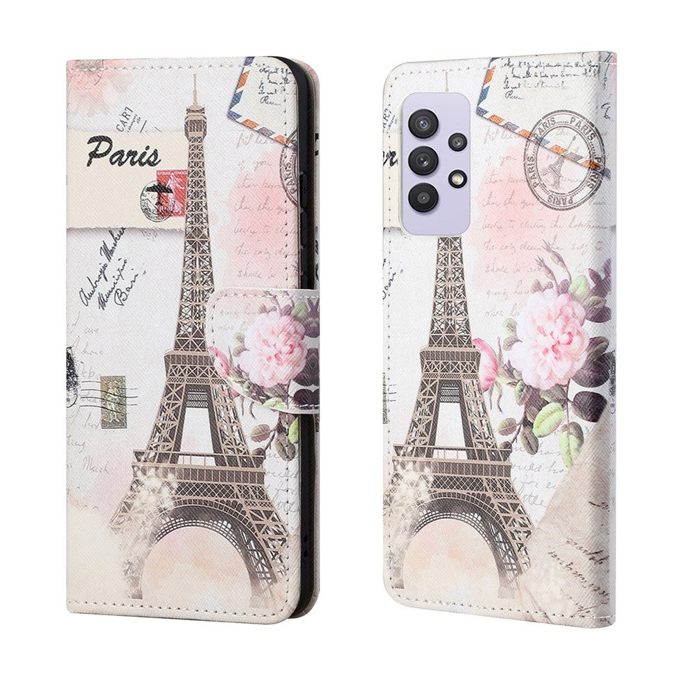 3D Pattern Printing Cross Texture Leather Wallet Stand Case Shell for Samsung Galaxy A32 4G (European Version)