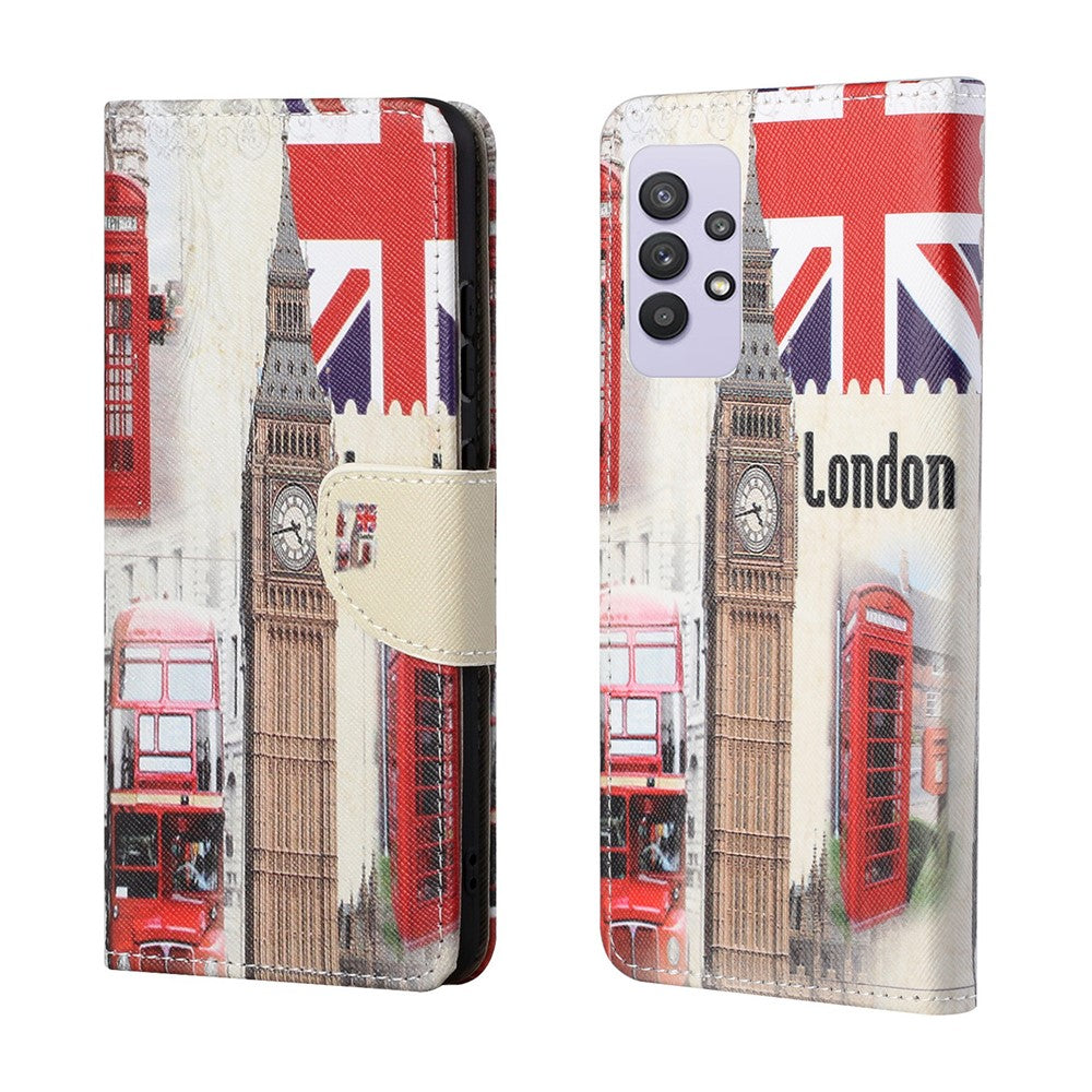 3D Pattern Printing Cross Texture Leather Wallet Stand Case Shell for Samsung Galaxy A32 4G (European Version)