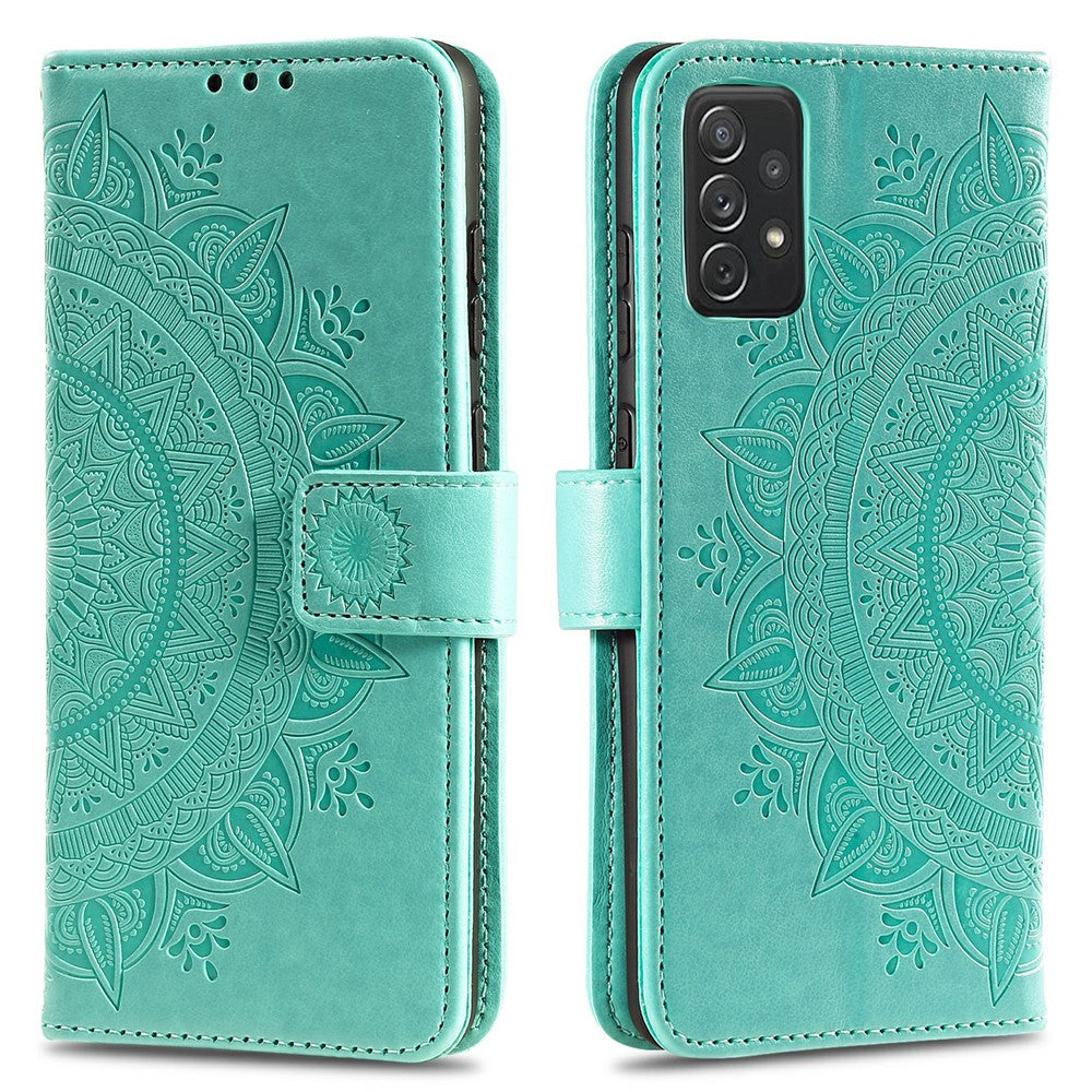 Imprinted Mandala Flower Wallet Leather Case with Strap for Samsung Galaxy A52 4G/5G / A52s 5G