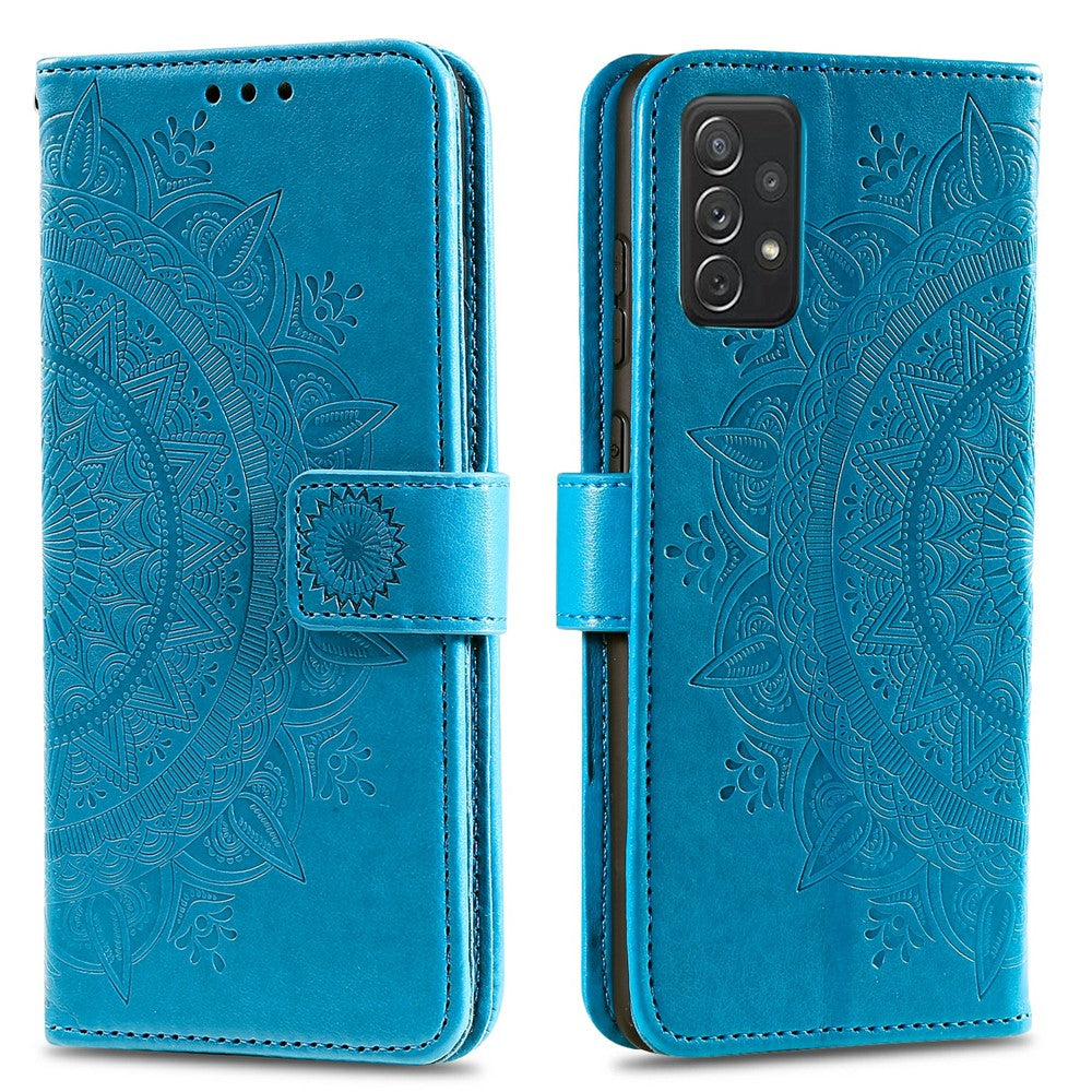 Imprinted Mandala Flower Wallet Leather Case with Strap for Samsung Galaxy A52 4G/5G / A52s 5G