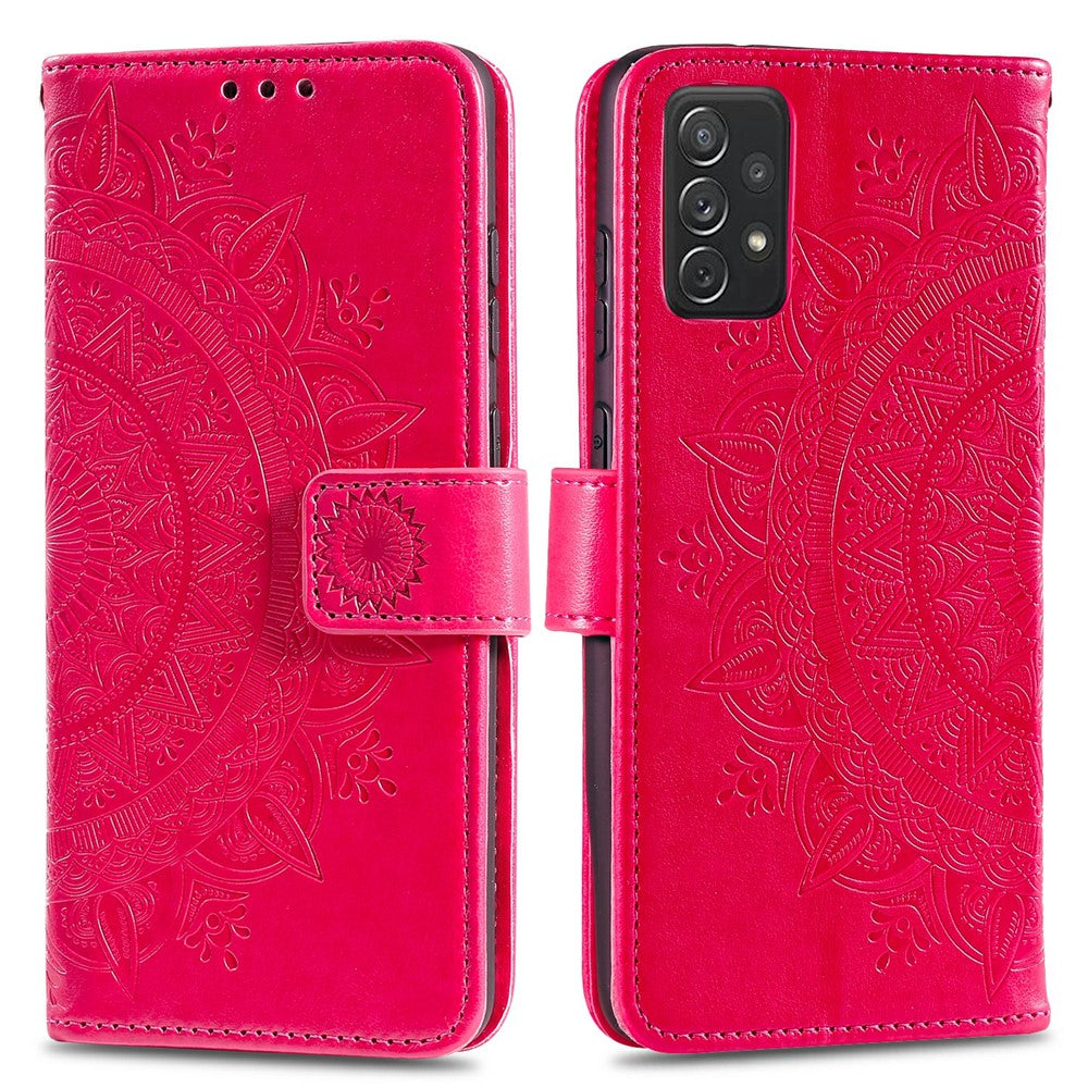 Imprinted Mandala Flower Wallet Leather Case with Strap for Samsung Galaxy A52 4G/5G / A52s 5G