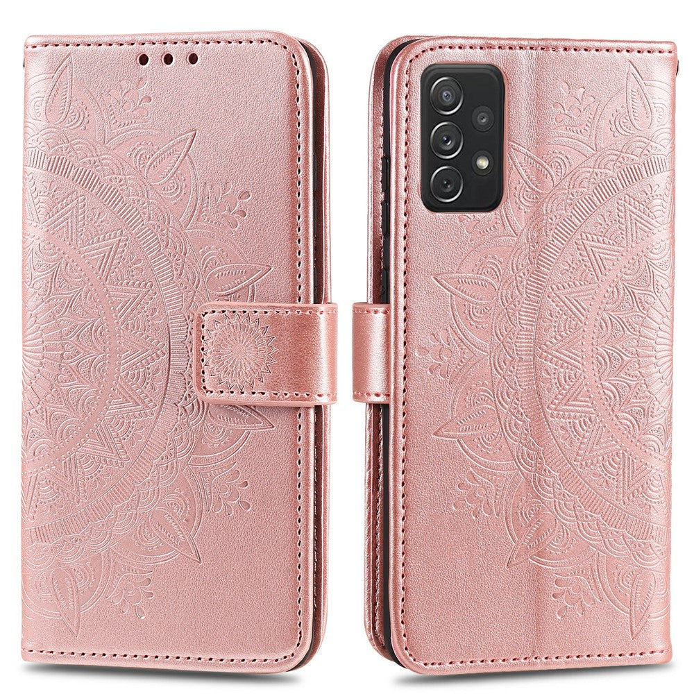 Imprinted Mandala Flower Wallet Leather Case with Strap for Samsung Galaxy A52 4G/5G / A52s 5G