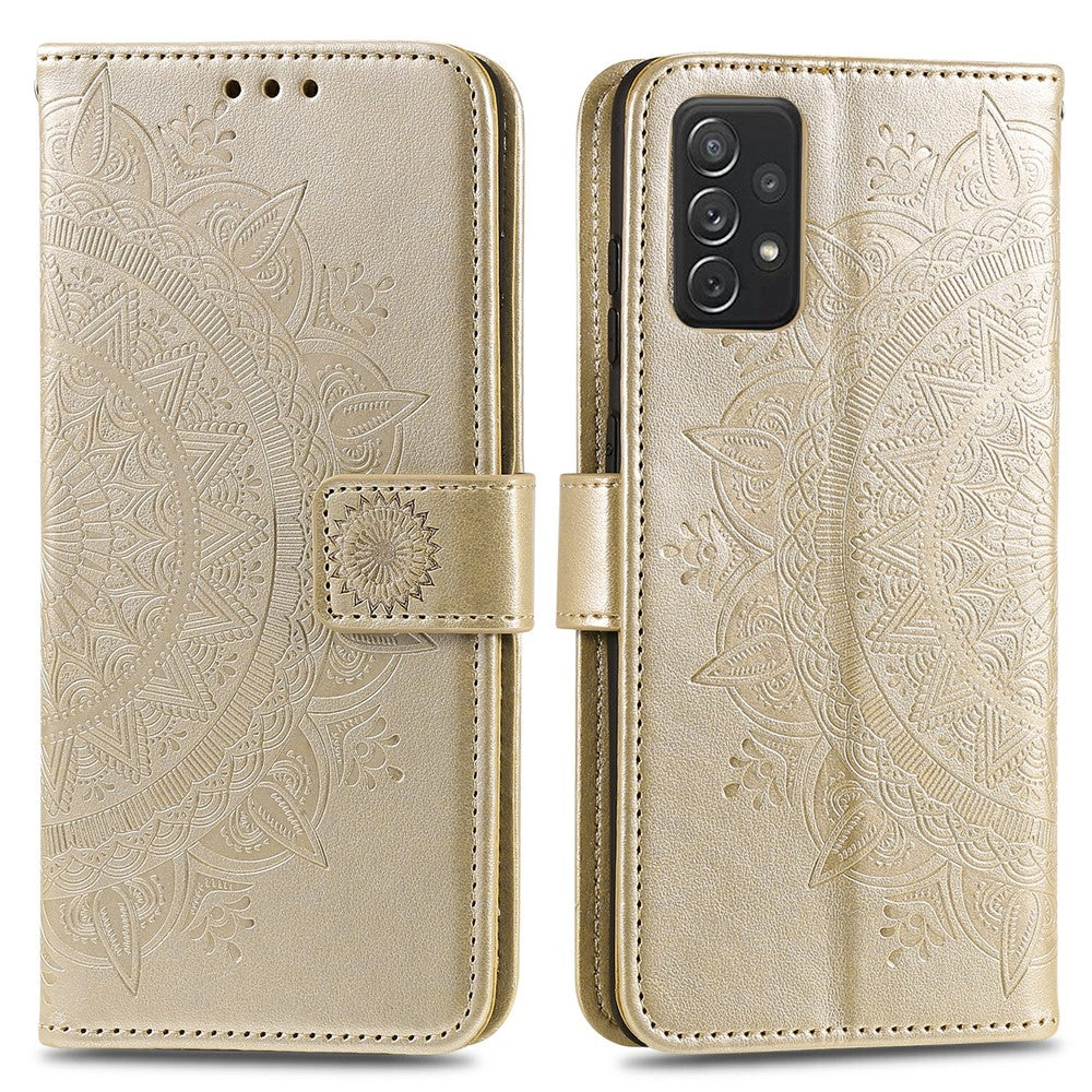 Imprinted Mandala Flower Wallet Leather Case with Strap for Samsung Galaxy A52 4G/5G / A52s 5G